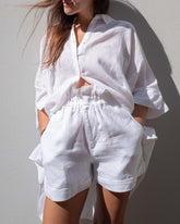 Button-up Shirts Tops Shorts Set